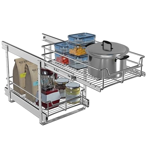 2-Tier Heavy-Duty Metal Pull-Out Cabinet Organizer for Kitchen Pantry