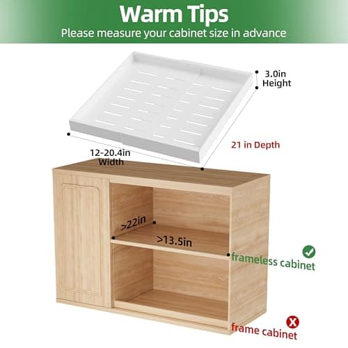 4 Pack 21'' Deep Cabinet Pull Out Drawers with Adhesive Nano Film Organizer