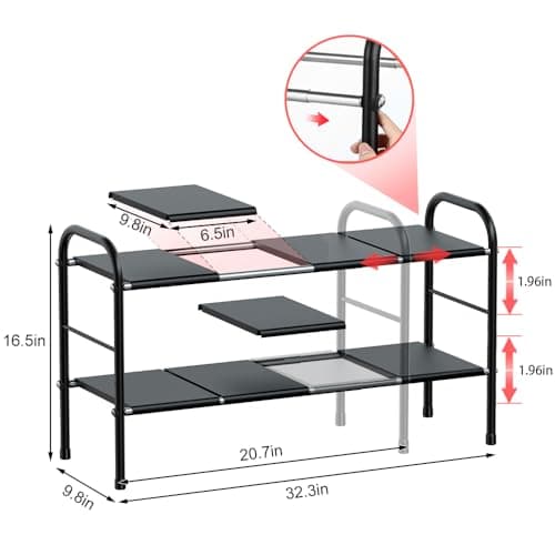2-Tier Under Sink Organizer with 8 Removable Boards for Kitchen, Bathroom & More
