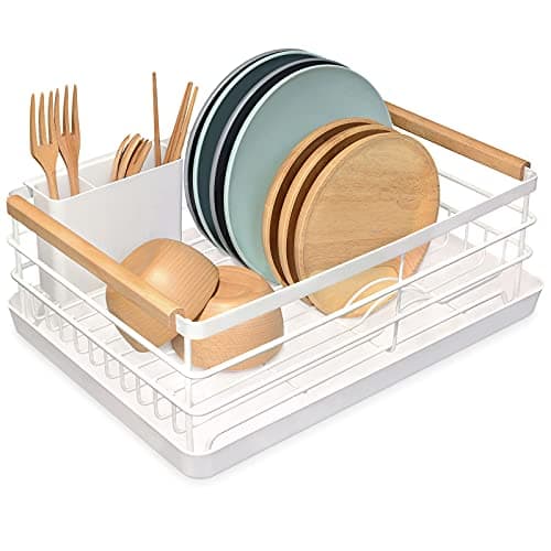 BRIAN & DANY Stainless Steel Dish Drying Rack with Cutlery Holder & Drainboard