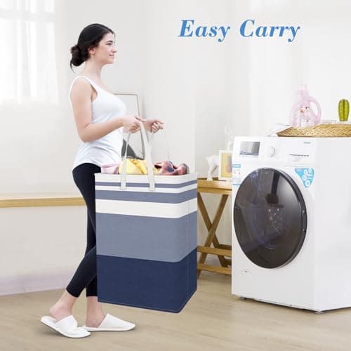 Collapsible Laundry Basket 3-Pack, Waterproof Hamper for Clothes and Towels, Easy Carry Handles, Gradient Blue, 88L