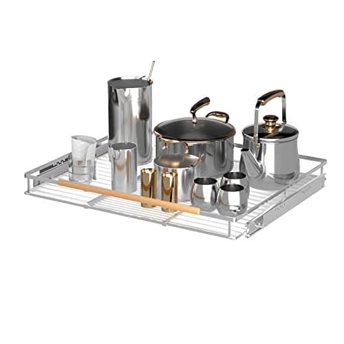 Drawer Cabinet Organizer for Cabinets 17 - 28 Wide - Expandable Shelves - Heavy Duty and Smooth Sliding