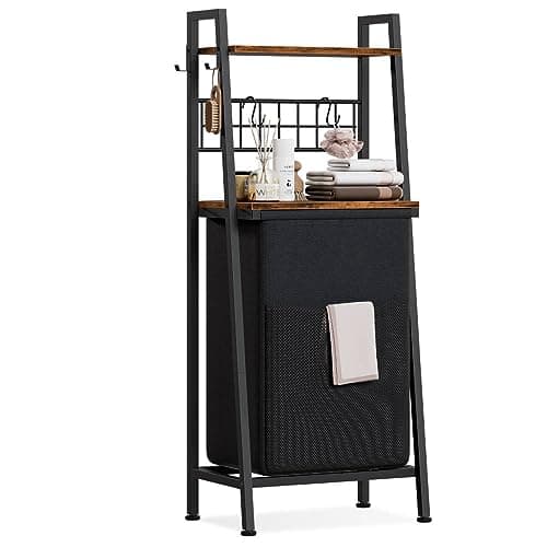 Furnulem 2-Tier Laundry Hamper with Hooks & Divided Bag for Laundry Room, Bathroom, & More
