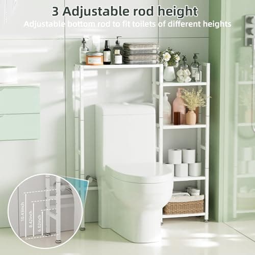 ASFSKY Expandable Toilet Organizer - 5-Tier Shelving for Bathroom Storage
