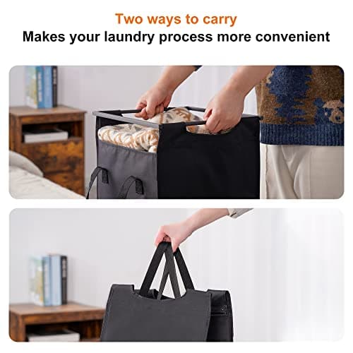 Heybly 3 x 12.5 Gal Laundry Baskets with Sorter for Laundry Room Storage Rustic HLH003SR