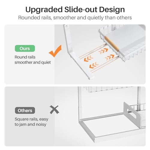 Under Sink Slide-Out Cabinet Organizer Shelf, White