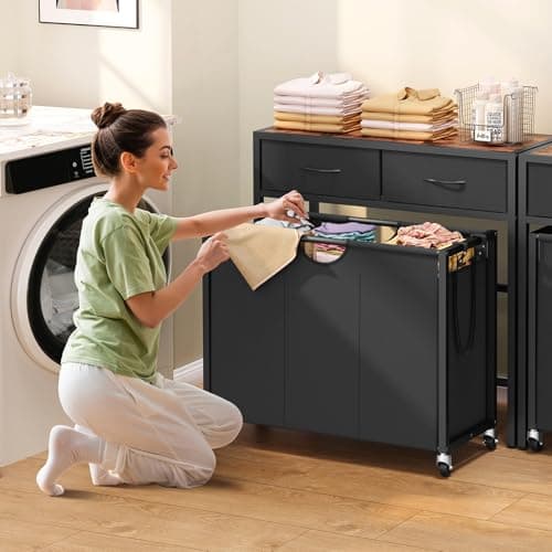 Laundry Sorter with Wheels and Drawers for Easy Organization in Laundry Room, Bathroom, Bedroom