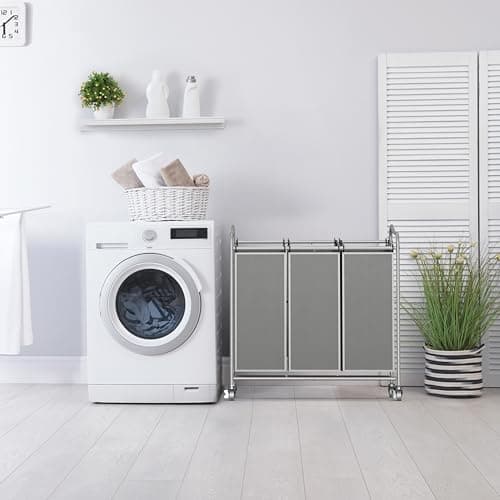 Heavy-Duty 3-Bag Silver Laundry Sorter Cart by Simple Houseware