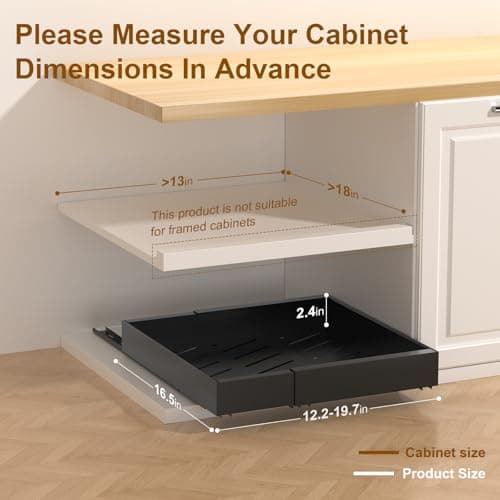 16.5" Deep Heavy Duty Pull Out Drawers for Kitchen Cabinets & More