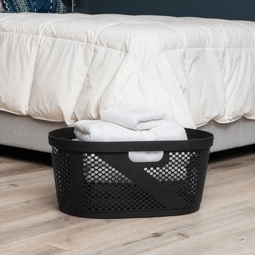 Mind Reader 40L Black Ventilated Laundry Basket, Set of 2