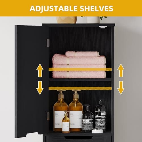 DWVO Tall Laundry Cabinet - 53" Black Storage with Adjustable Shelves