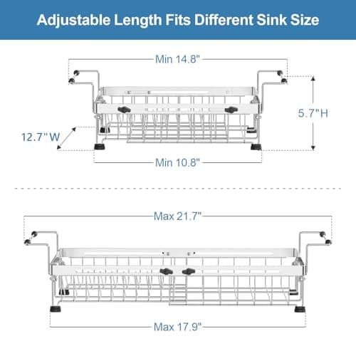 GSlife Adjustable Sink Drying Rack - Silver