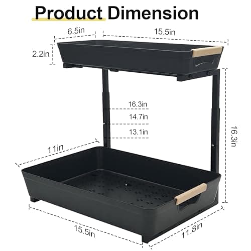 2-Pack Under-Sink Organizer with Adjustable 2-Tier Pull-Out Storage for Kitchen and Bathroom Cabinets