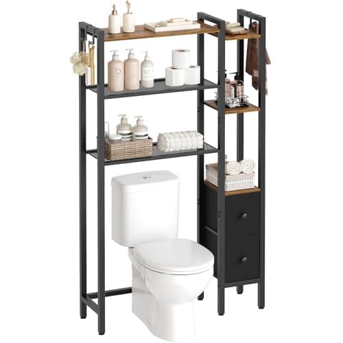 Rustic Brown & Black 6-Tier Toilet Organizer TR03BR