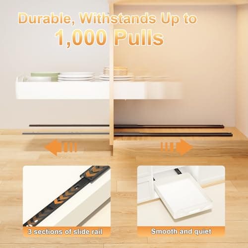 Heavy Duty Slide Out Pantry Shelves with Adhesive Nano Film, 12.32" x 16.97" x 2.76" Kitchen & Living Room Organizer