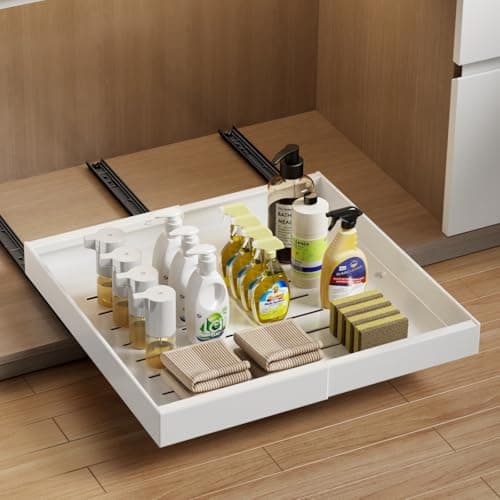 2 Pack Black Adhesive Pull Out Cabinet Organizer for Kitchen, Cupboard & Pantry
