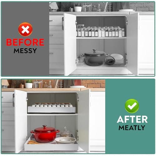 Expandable 21" Slide Out Cabinet Organizer for Kitchen & Pantry Shelves