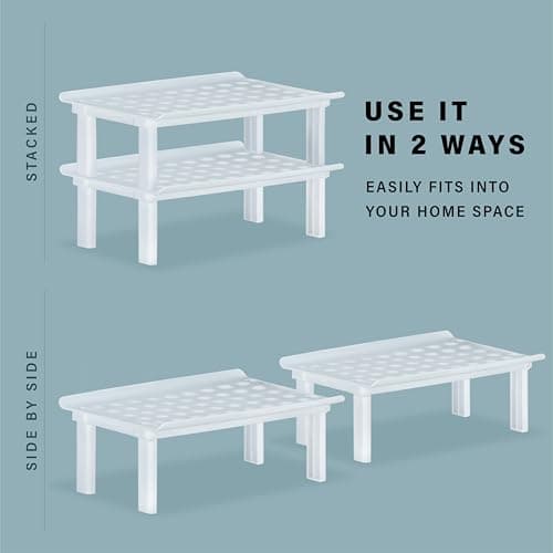 DecorRack White Plastic Counter and Cabinet Shelves 10x7x3.5 (Set of 2)