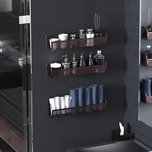 Bronze 3-Pack Houseware Wall Mount Spice Rack Shelves Organizer