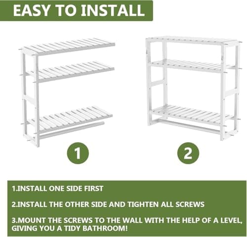 Bathroom Towel Racks 3-Tier Bamboo Storage Shelves Over Toilet