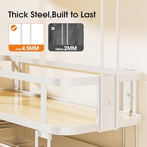 Over-The-Toilet Storage Shelf for Bathroom Organization, Large Capacity, Easy Installation, Rust-Resistant - White