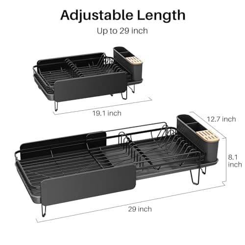Stainless Steel Large Kitchen Dish Drying Rack with Cutlery Holder