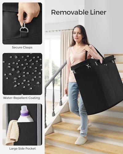 3-Section Rolling Laundry Basket with Wheels for Blanket Storage, 52.8 Gallons