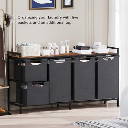 JLH003SR 4-Section Laundry Hamper with Shelf 195.1L
