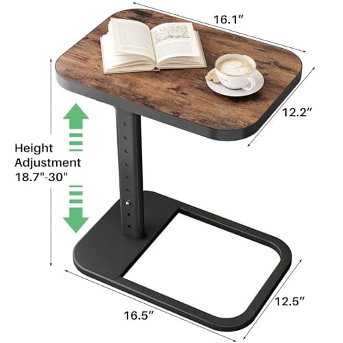Kitstorack Adjustable Height TV Tray Table with Flip-Over Panel for Sofa Arm Ends