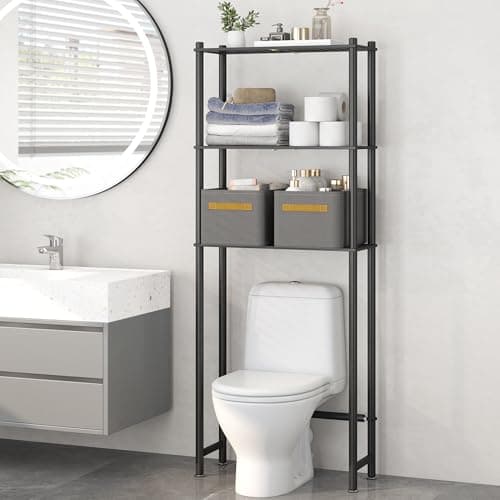 Black 3-Tier Over the Toilet Storage Organizer Rack