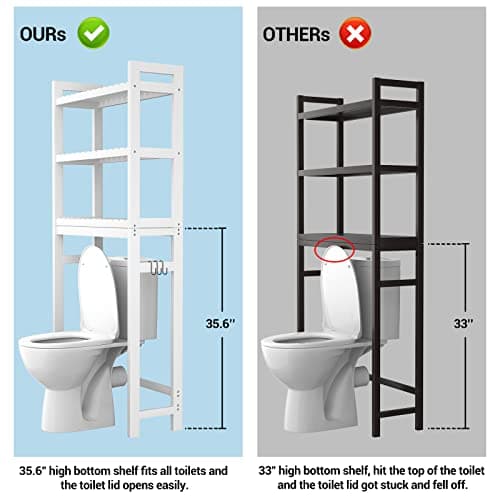 Homykic 3-Tier Bamboo Over-The-Toilet Organizer, White