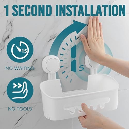 TAILI Heavy Duty Shower Caddy, 2 Pack, White Suspends Flyers Inside, Bathroom Organizer