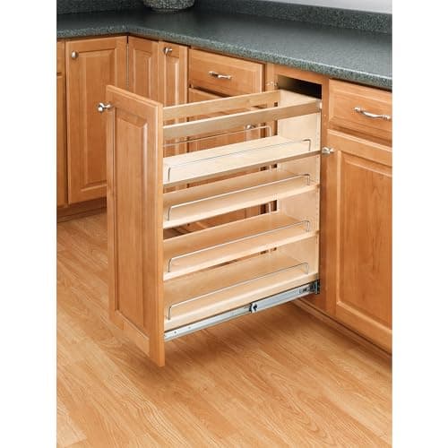 Rev-A-Shelf 5" Adjustable Kitchen Cabinet Organizer for 5.5" Opening, Spice Rack Included