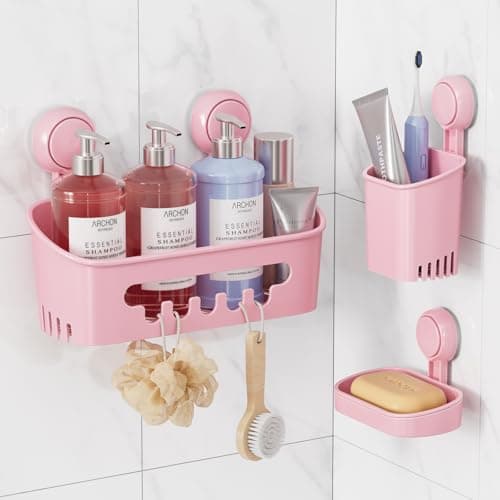 Leverloc No-Drilling Rustproof Black Bathroom Shower Caddy & Hooks, 2 Pack