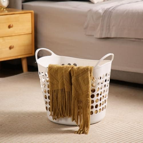 Suclain 3pcs Flexible Laundry Basket Set White Large Versatile for College Dorm Laundry Room