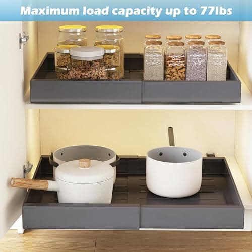 2 Pack COVAODQ Extendable Sliding Cabinet Organizer, Adjustable Width 12.4" to 20.4", Grey