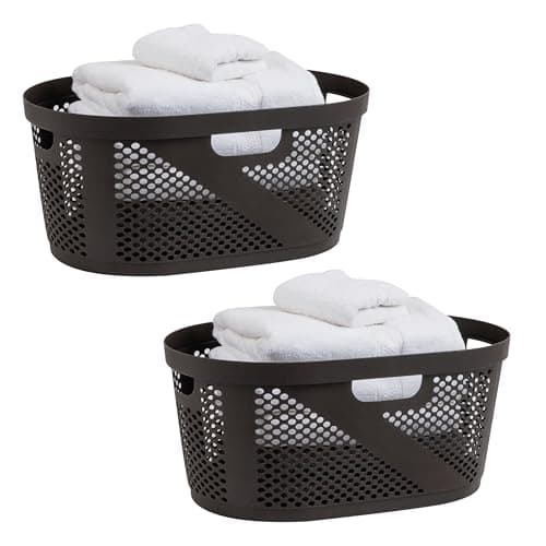 Mind Reader 40L Black Ventilated Laundry Basket, Set of 2