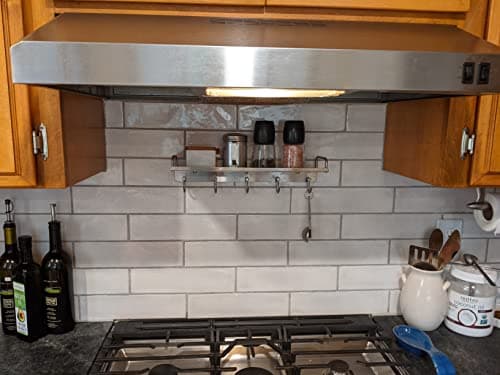 Stainless Steel Hanging Spice Rack with Hooks Over the Stove