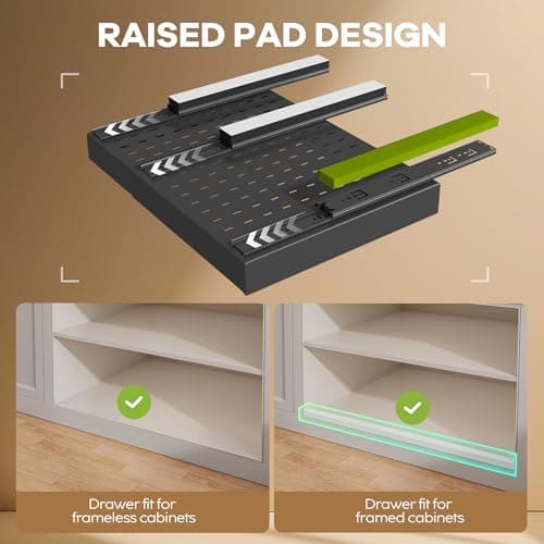 2 Pack Expandable Cabinet Organizer for Kitchen Framed Cabinets, 21" Deep Black