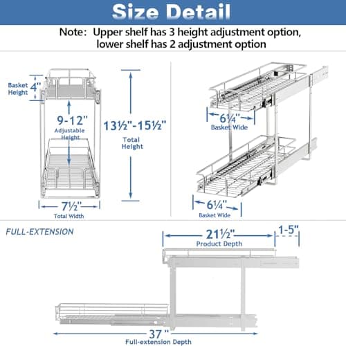 LOVMOR 2 Tier Slide Out Kitchen Cabinet Organizer
