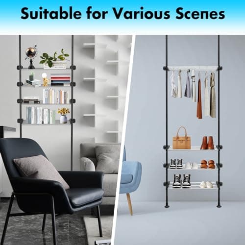 Black Adjustable 4-Tier Bathroom Organizer Over the Toilet Space Saver