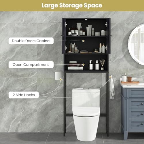 Giantex Anti-Tip Over Toilet Storage Cabinet - Bathroom Organizer