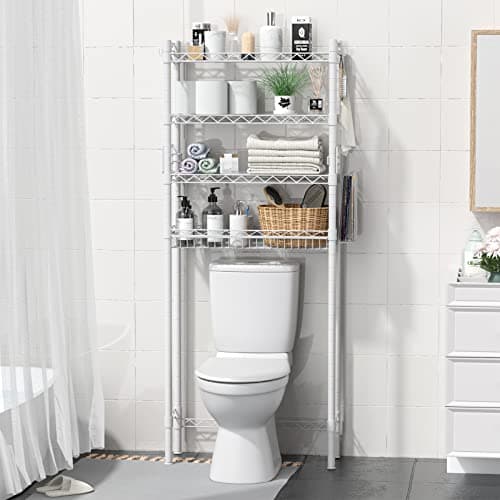 White Over-The-Toilet Storage Shelf, Bathroom Space Saver Organizer