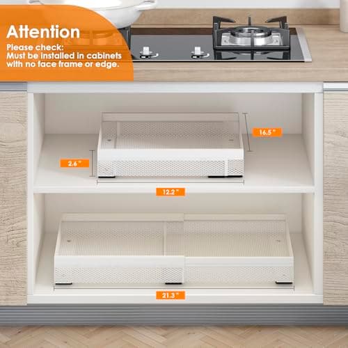 Pull Out Shelves Cabinet Organizer for Kitchen Pantry, Metal, 2 Pack