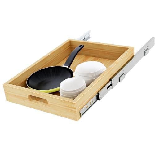 Soft Close Slide Out Cabinet Organizer, 15" x 21" Wood Shelves for Kitchen Cabinets