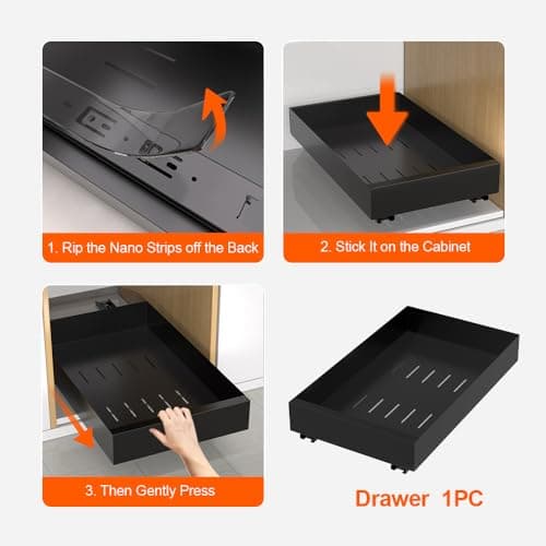 Carbon Steel Kitchen Pull Out Cabinet Organizer with Nano Adhesive Strip