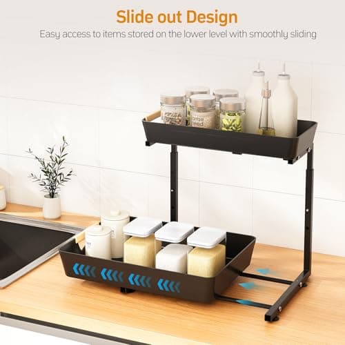 2-Tier Under Sink Organizer with Sliding Shelf for Kitchen and Bathroom