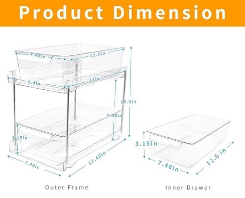 4-Pack Clear 2-Tier Sink Organizers for Bathroom, Kitchen, and Pantry