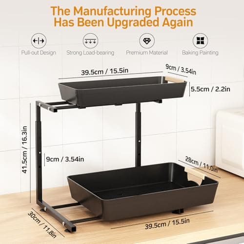 2-Tier Under Sink Organizer with Sliding Shelf for Kitchen and Bathroom