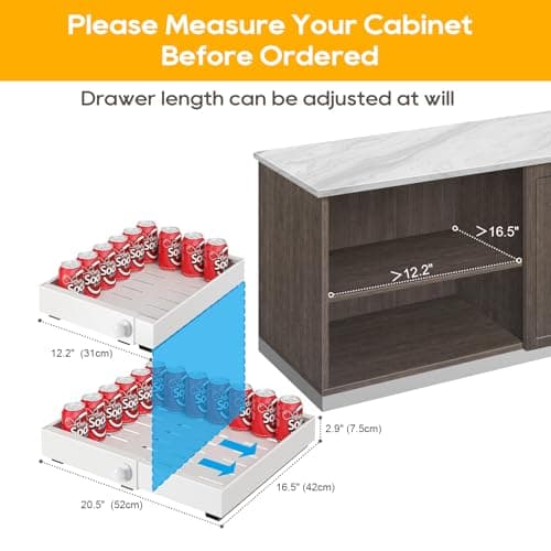 Expandable Cabinet Organizer with Adhesive Nano Film - White